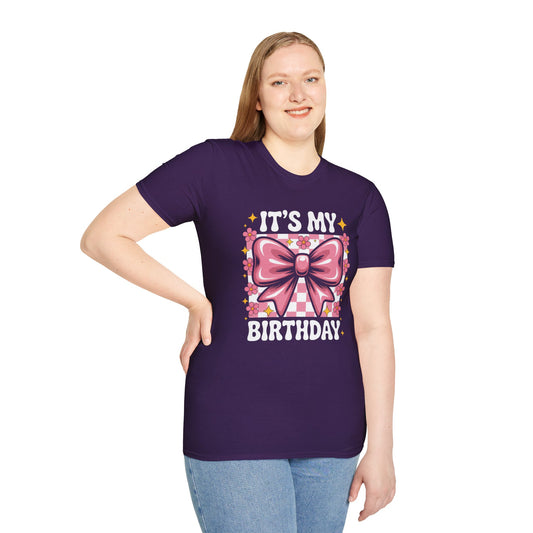 Birthday T-Shirt — “It’s My Birthday” Pink Bow Graphic