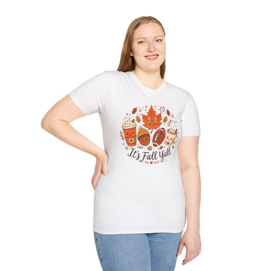 Fall Y'all T-Shirt — Cute Autumn Coffee, Acorn & Football Graphic Tee