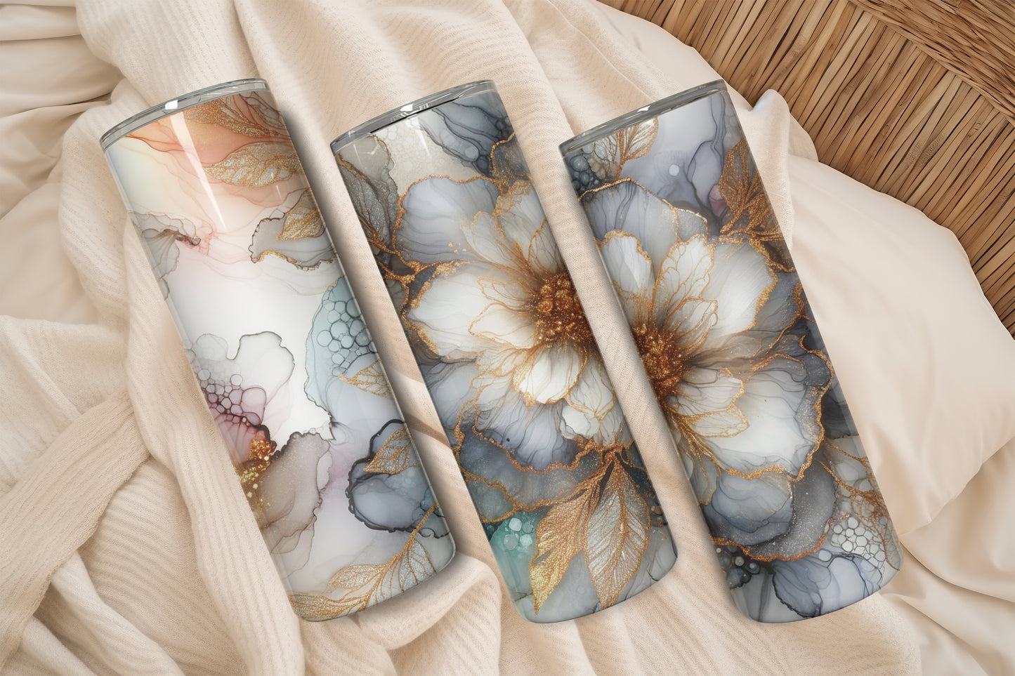 Elegant Floral Ink Tumbler
