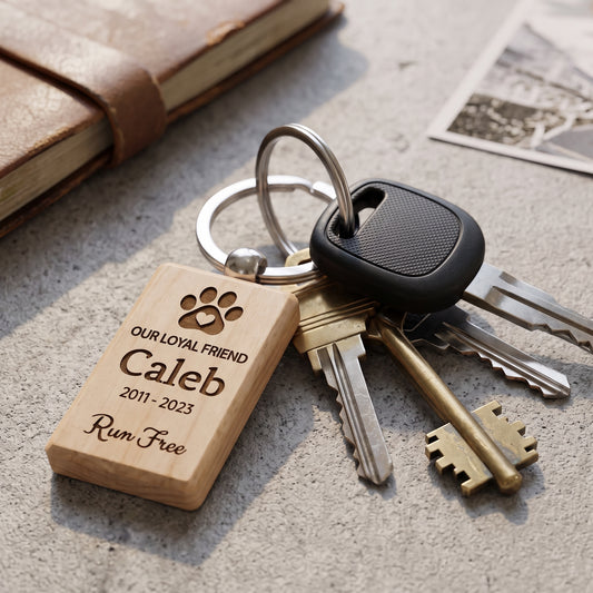 Pet Memorial Laser Engraved Wooden Keychain