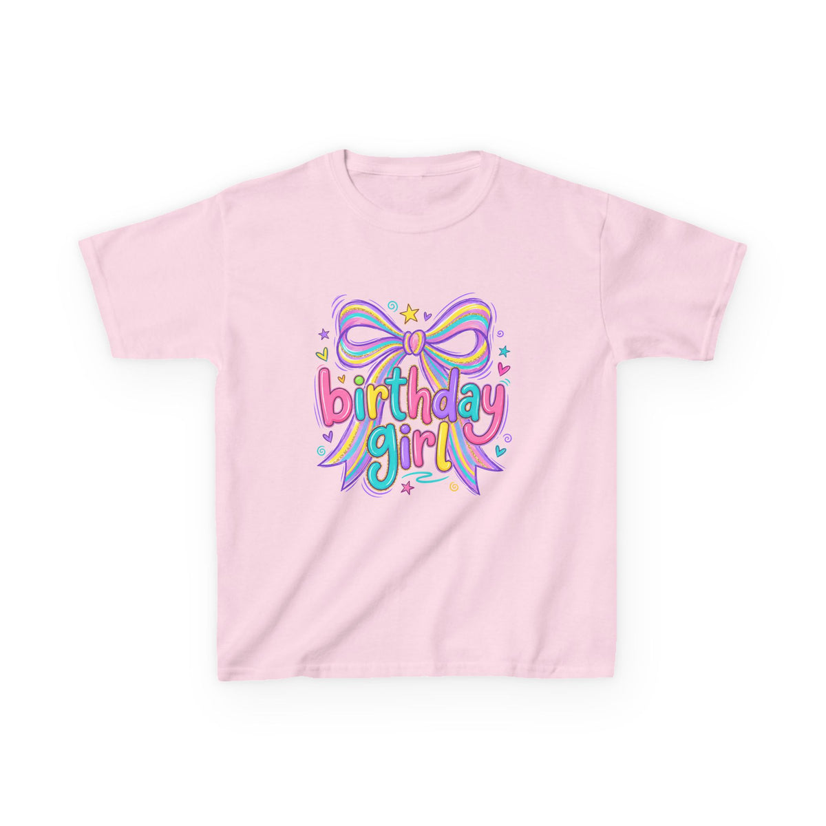 Birthday Girl Kids Tee — Rainbow Bow Birthday Shirt for Girls