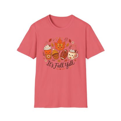 Fall Y'all T-Shirt — Cute Autumn Coffee, Acorn & Football Graphic Tee
