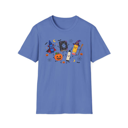 Halloween Candy Characters T-Shirt — Cute Pumpkin, Ghost & Crayon Costume Tee