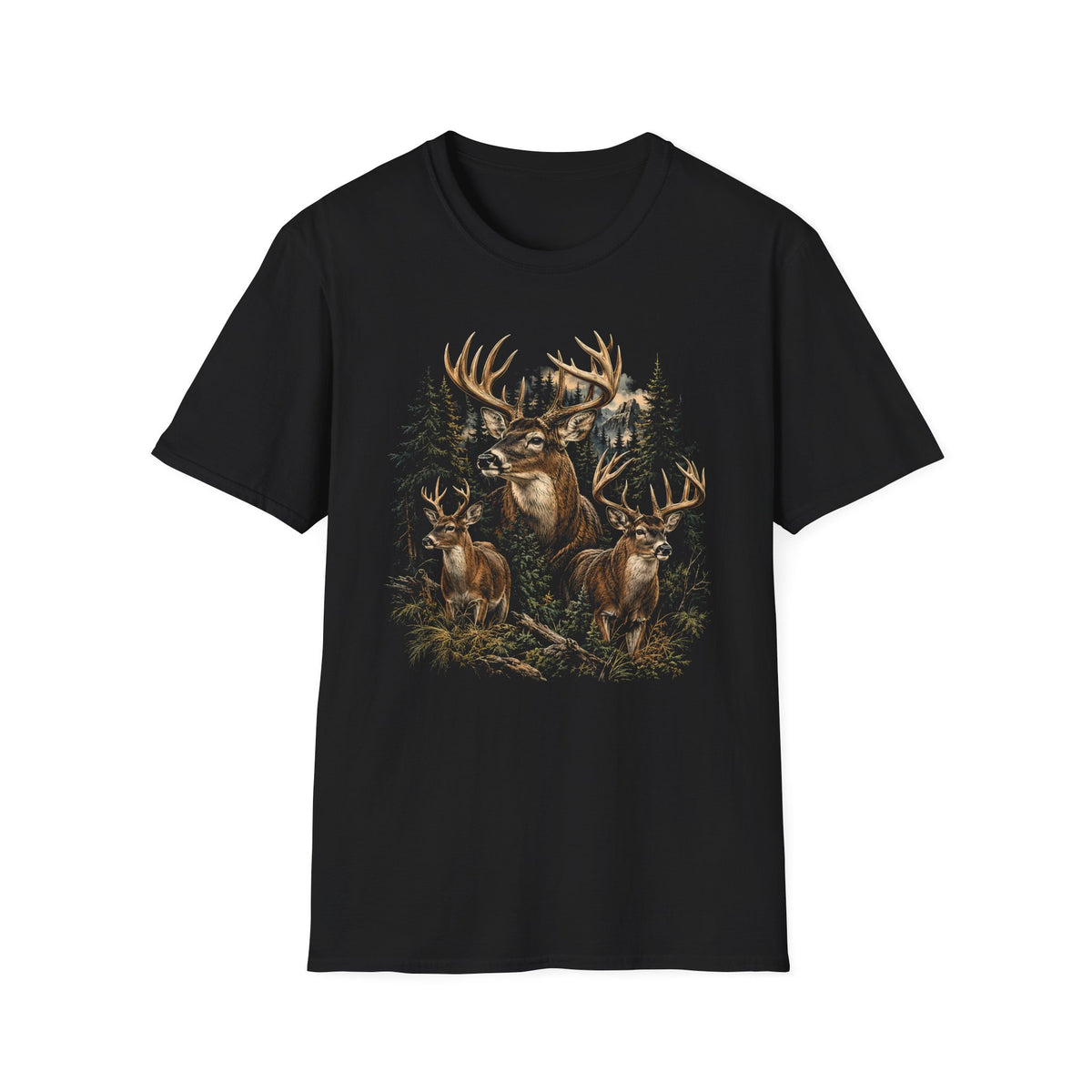 Deer Trio Graphic T-Shirt — Vintage Buck Hunting Tee