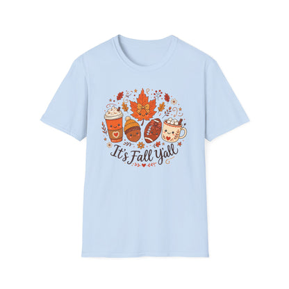 Fall Y'all T-Shirt — Cute Autumn Coffee, Acorn & Football Graphic Tee