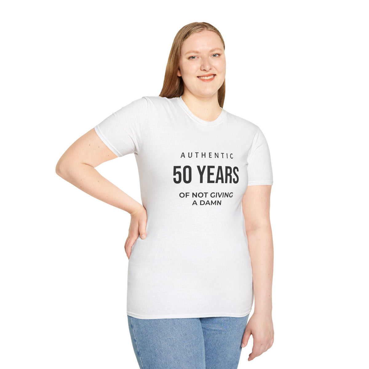 50th Birthday T-Shirt - "Authentic 50 Years of Not Giving a Damn" Celebration Tee