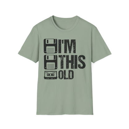 Vintage Tech 'I'm This Old' T‑Shirt — Retro Floppy Disk & Cassette Birthday Tee