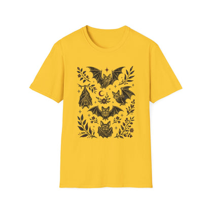 Bat Floral Tee — Gothic Moon & Botanical Bat Design T-Shirt