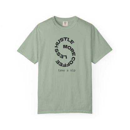 Coffee Hustle T-Shirt — "Hustle More, Coffee Less" Minimal Graphic Tee
