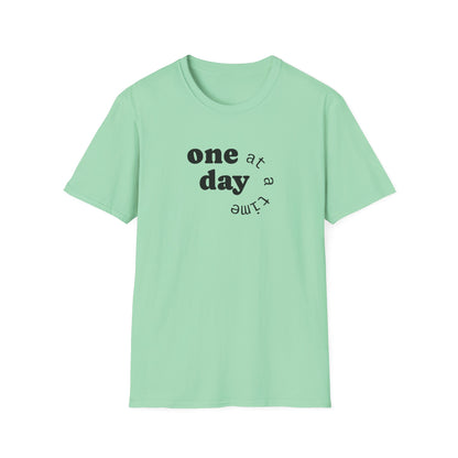 T-Shirt — "one day at a time" Minimalist Recovery Tee