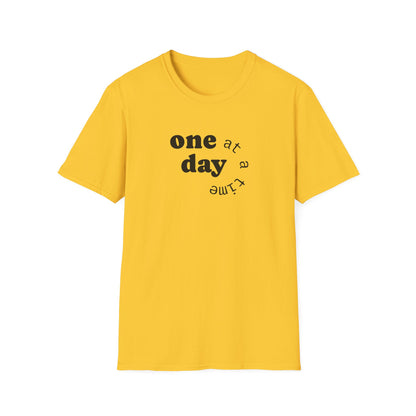 T-Shirt — "one day at a time" Minimalist Recovery Tee