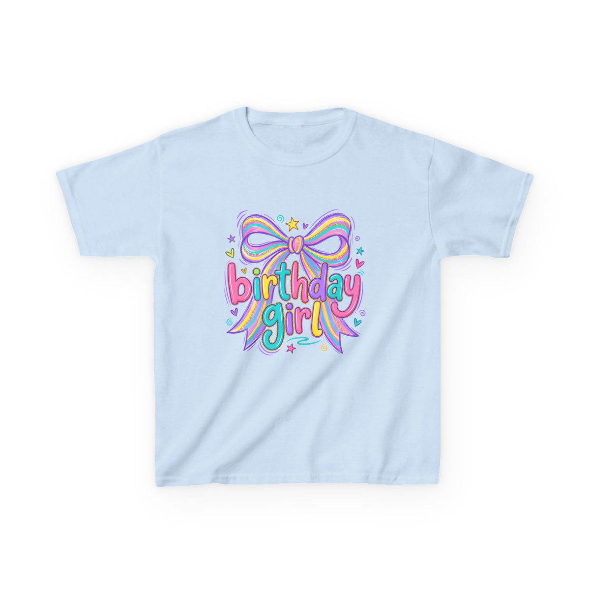 Birthday Girl Kids Tee — Rainbow Bow Birthday Shirt for Girls