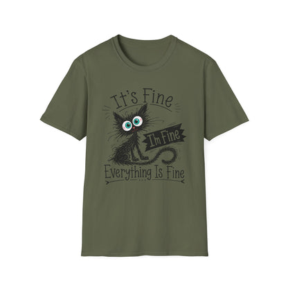It's Fine Cat T-Shirt — Funny 'I'm Fine / Everything Is Fine' Graphic Tee
