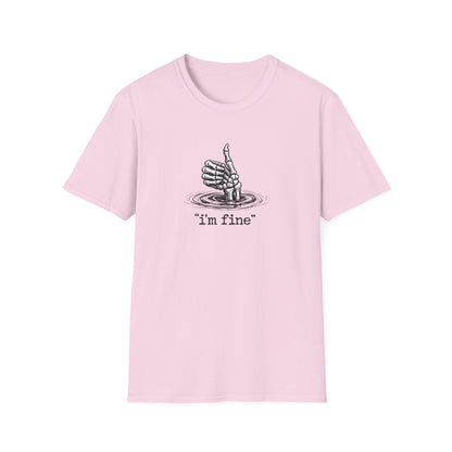 T‑Shirt — 'I’m Fine' Skeleton Thumbs‑Up Graphic Tee (Dark Humor)