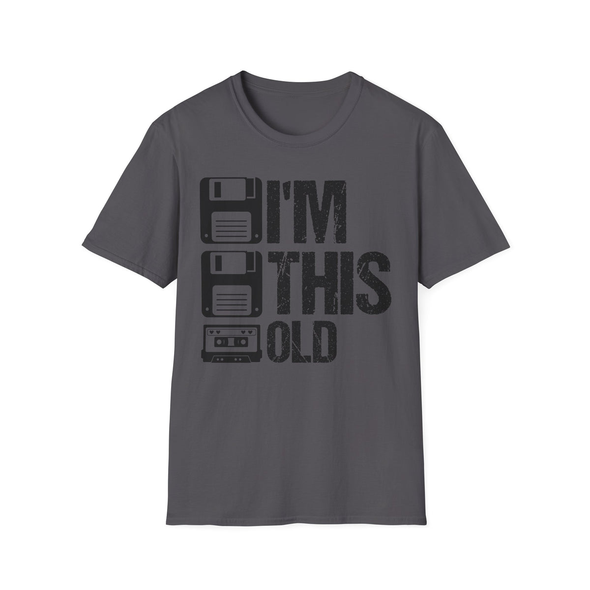 Vintage Tech 'I'm This Old' T‑Shirt — Retro Floppy Disk & Cassette Birthday Tee