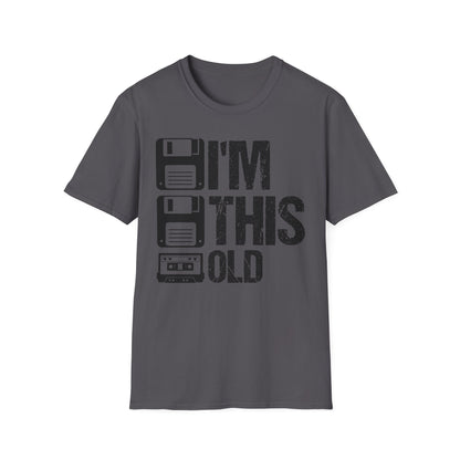 Vintage Tech 'I'm This Old' T‑Shirt — Retro Floppy Disk & Cassette Birthday Tee