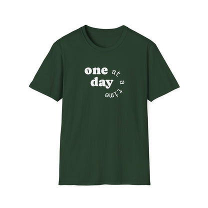 T-Shirt — "one day at a time" Minimalist Recovery Tee