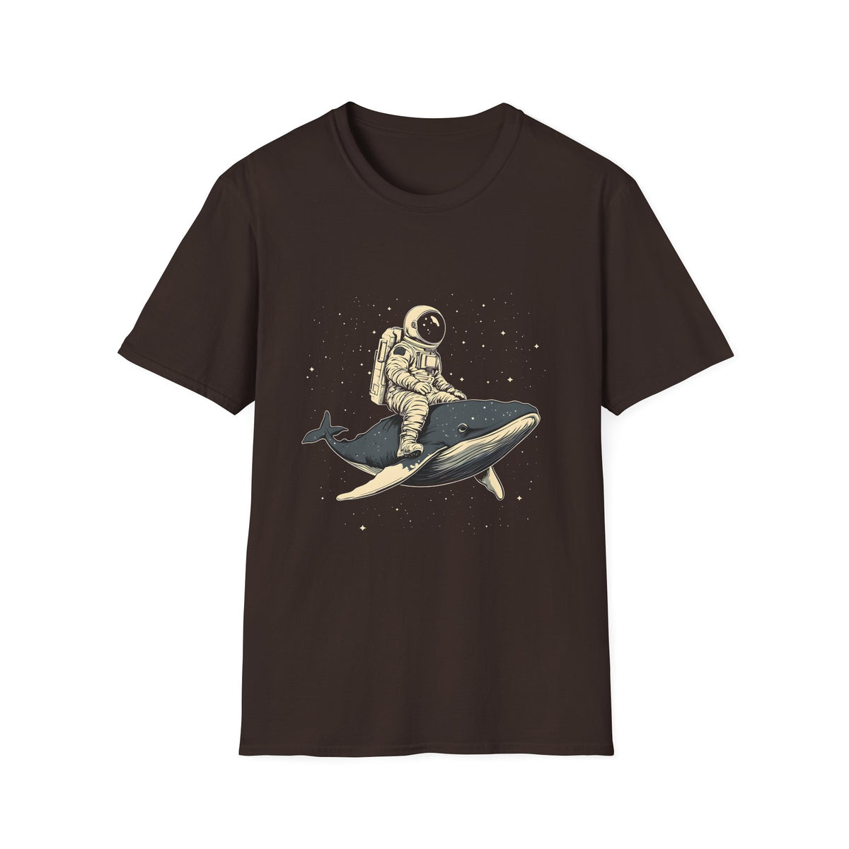Astronaut Riding Whale T‑Shirt — Space Surfer Graphic Tee