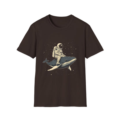 Astronaut Riding Whale T‑Shirt — Space Surfer Graphic Tee