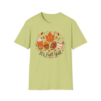 Fall Y'all T-Shirt — Cute Autumn Coffee, Acorn & Football Graphic Tee