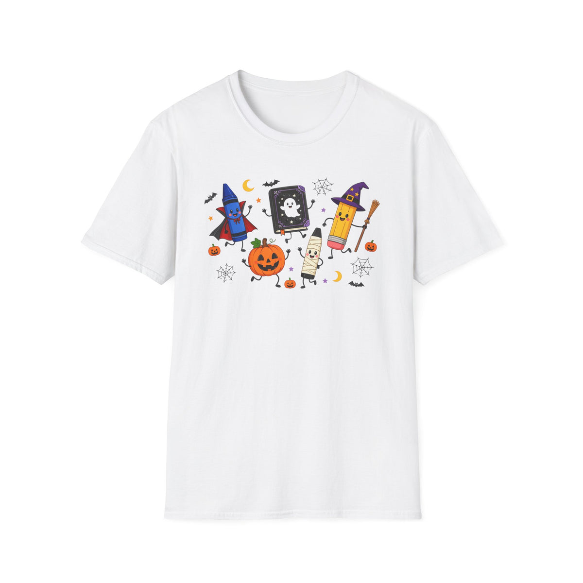 Halloween Candy Characters T-Shirt — Cute Pumpkin, Ghost & Crayon Costume Tee