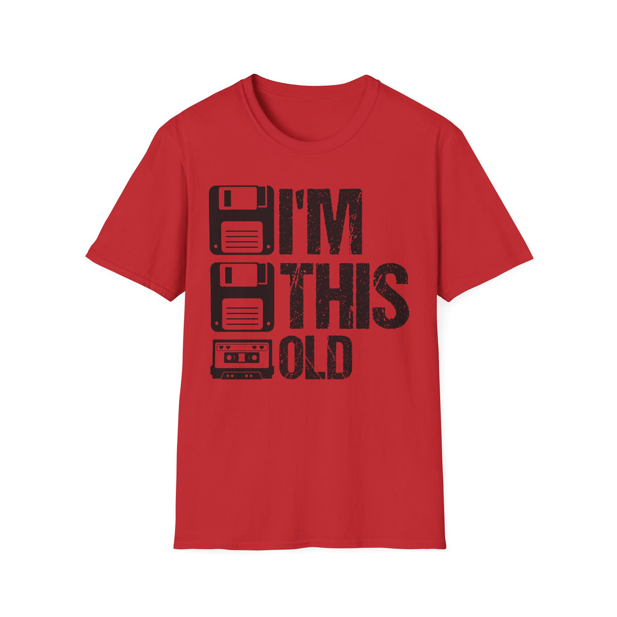 Vintage Tech 'I'm This Old' T‑Shirt — Retro Floppy Disk & Cassette Birthday Tee