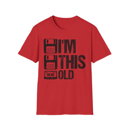 Vintage Tech 'I'm This Old' T‑Shirt — Retro Floppy Disk & Cassette Birthday Tee