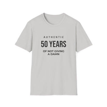 50th Birthday T-Shirt - "Authentic 50 Years of Not Giving a Damn" Celebration Tee