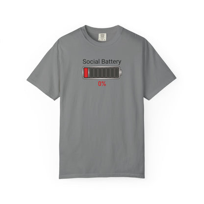 Social Battery 0% — Funny Introvert Graphic Tee