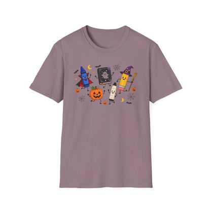 Halloween Candy Characters T-Shirt — Cute Pumpkin, Ghost & Crayon Costume Tee