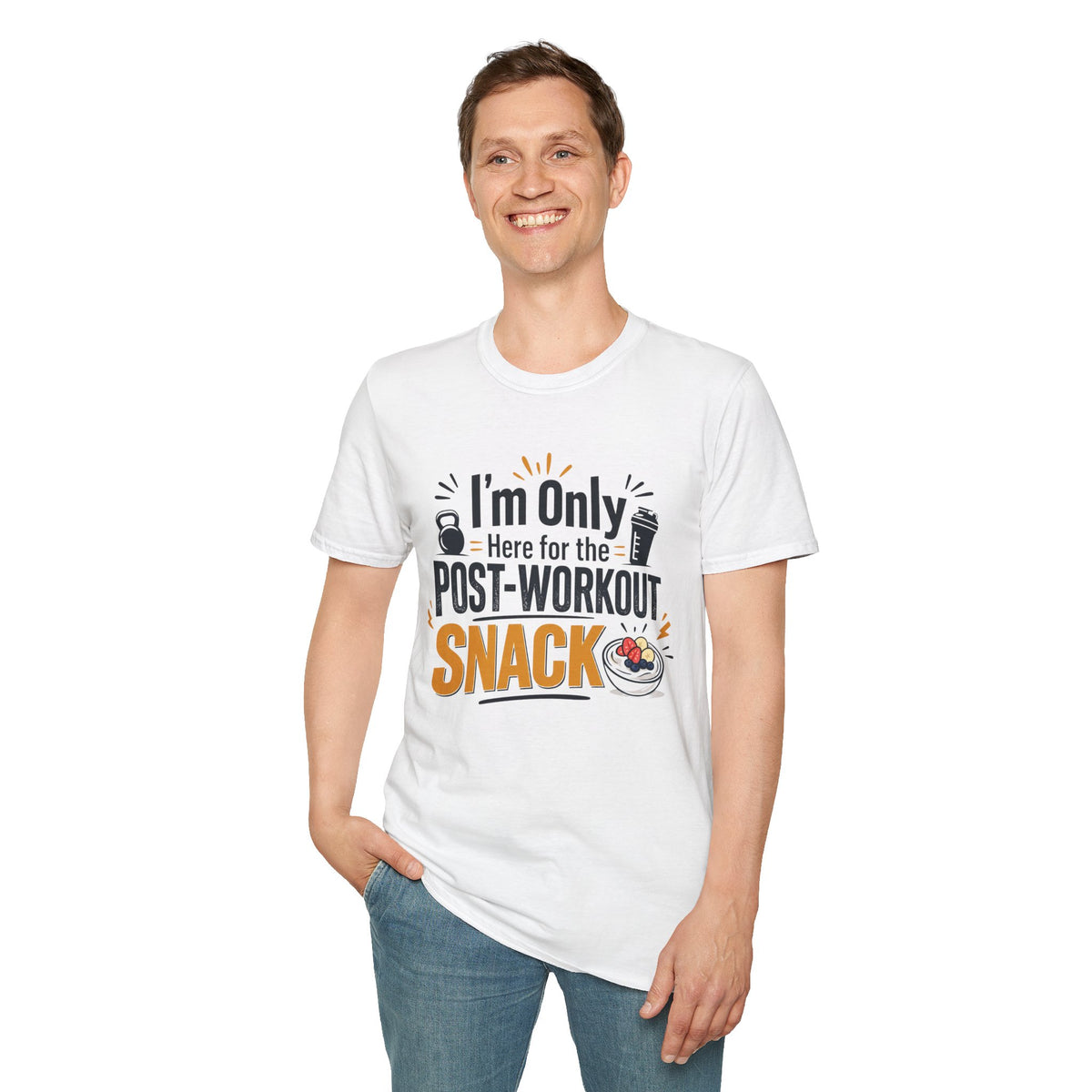 Post-Workout Snack T-Shirt – "I’m Only Here for the Post-Workout Snack" Fitness Tee