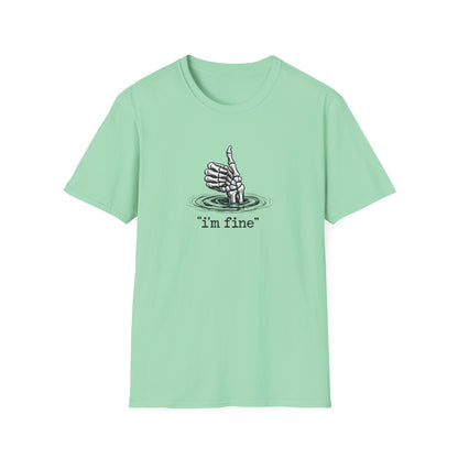 T‑Shirt — 'I’m Fine' Skeleton Thumbs‑Up Graphic Tee (Dark Humor)