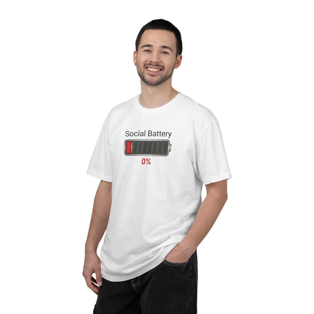 Social Battery 0% — Funny Introvert Graphic Tee