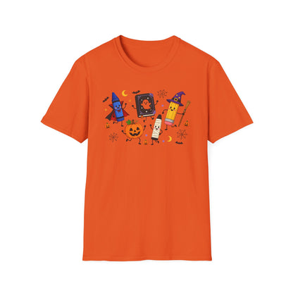 Halloween Candy Characters T-Shirt — Cute Pumpkin, Ghost & Crayon Costume Tee