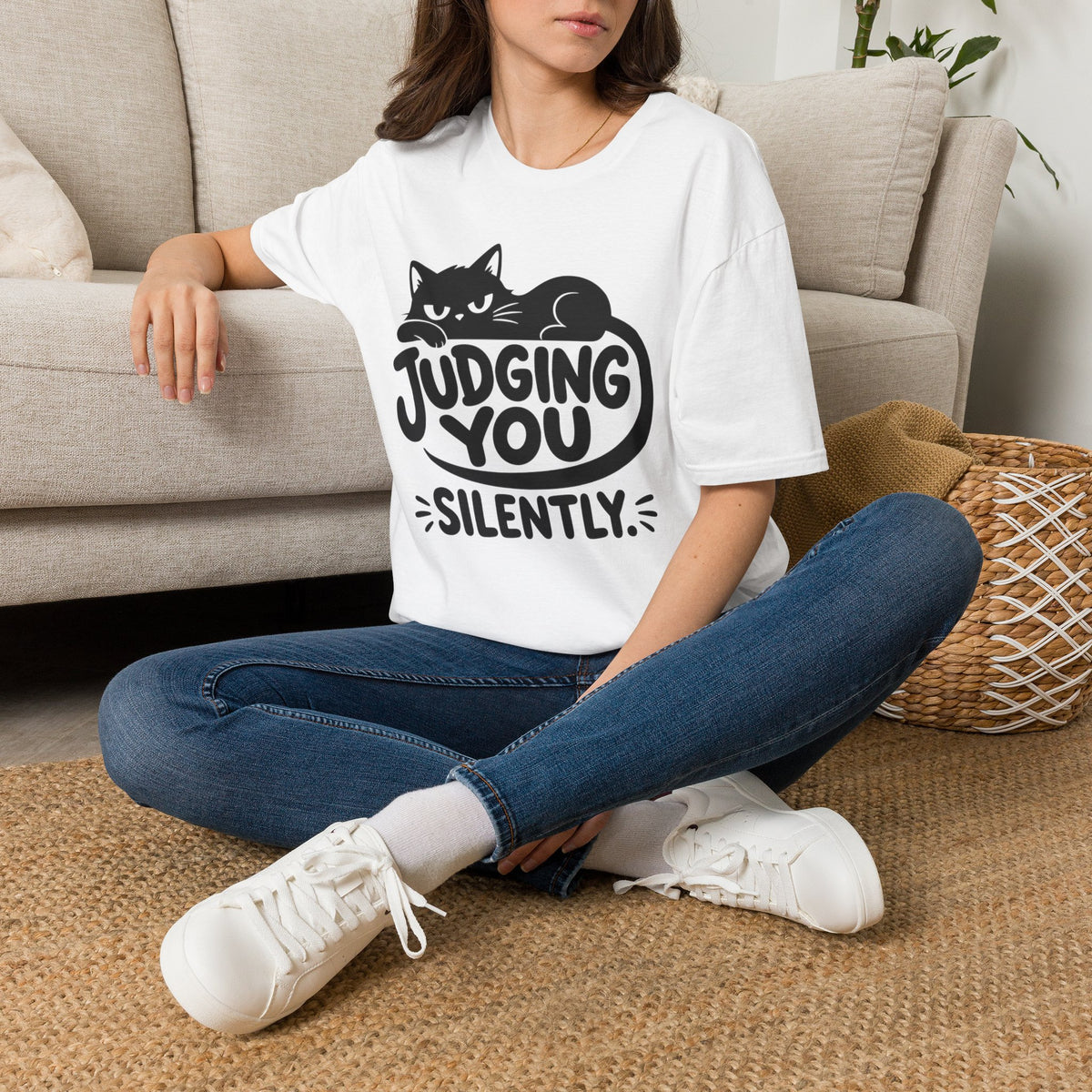 Judging You Silently Cat T-Shirt – Funny Grumpy Cat Graphic Tee