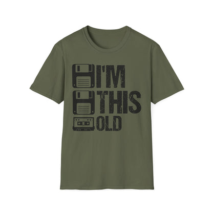 Vintage Tech 'I'm This Old' T‑Shirt — Retro Floppy Disk & Cassette Birthday Tee