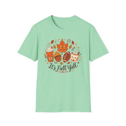 Fall Y'all T-Shirt — Cute Autumn Coffee, Acorn & Football Graphic Tee