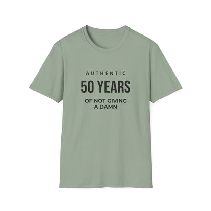 50th Birthday T-Shirt - "Authentic 50 Years of Not Giving a Damn" Celebration Tee
