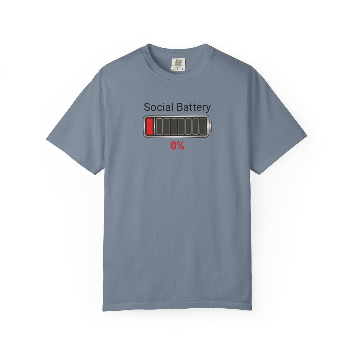 Social Battery 0% — Funny Introvert Graphic Tee