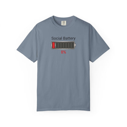 Social Battery 0% — Funny Introvert Graphic Tee