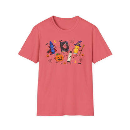 Halloween Candy Characters T-Shirt — Cute Pumpkin, Ghost & Crayon Costume Tee