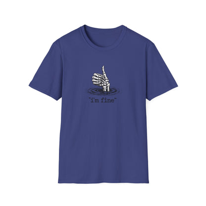 T‑Shirt — 'I’m Fine' Skeleton Thumbs‑Up Graphic Tee (Dark Humor)
