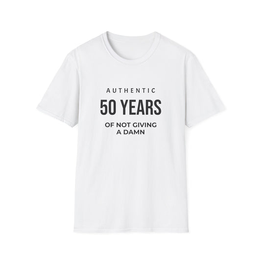 50th Birthday T-Shirt - "Authentic 50 Years of Not Giving a Damn" Celebration Tee