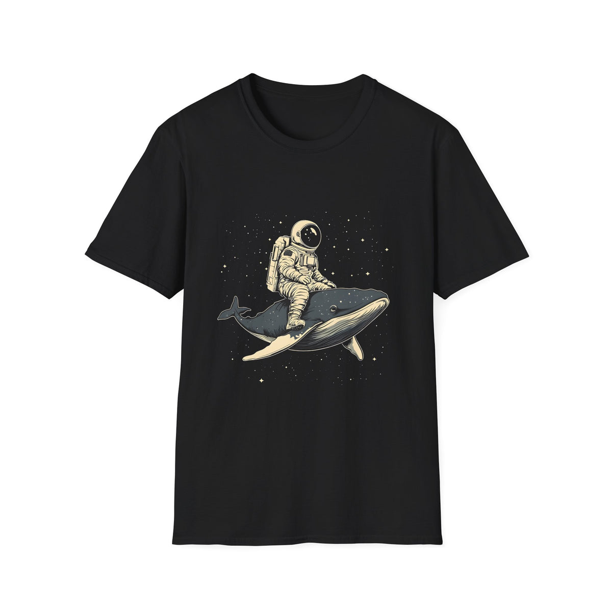 Astronaut Riding Whale T‑Shirt — Space Surfer Graphic Tee