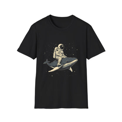 Astronaut Riding Whale T‑Shirt — Space Surfer Graphic Tee