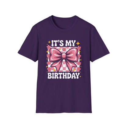 Birthday T-Shirt — “It’s My Birthday” Pink Bow Graphic