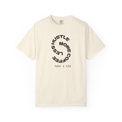 Coffee Hustle T-Shirt — "Hustle More, Coffee Less" Minimal Graphic Tee