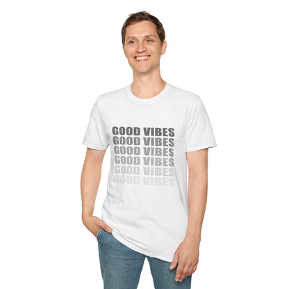 Good Vibes Repeat T-Shirt — Minimalist Grey Text Tee