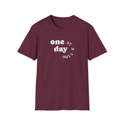 T-Shirt — "one day at a time" Minimalist Recovery Tee