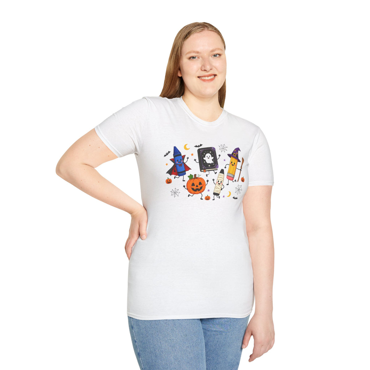 Halloween Candy Characters T-Shirt — Cute Pumpkin, Ghost & Crayon Costume Tee
